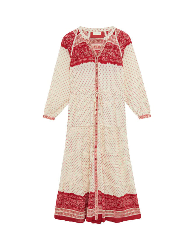 Maison Hotel Triana Bandana Print Midi Dress, Red (RED), large