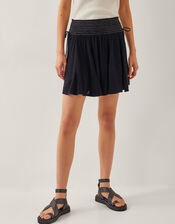 Heidi Metallic Shirred Shorts, Black (BLACK), large