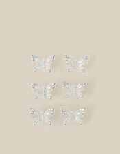 6-Pack Bridesmaid Butterfly Claw Clips, Silver (SILVER), large