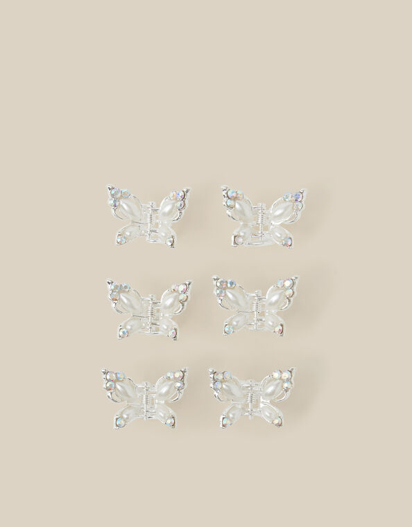 6-Pack Bridesmaid Butterfly Claw Clips, Silver (SILVER), large