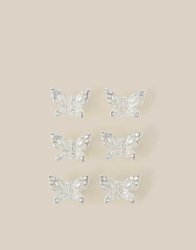 6-Pack Bridesmaid Butterfly Claw Clips, Silver (SILVER), large