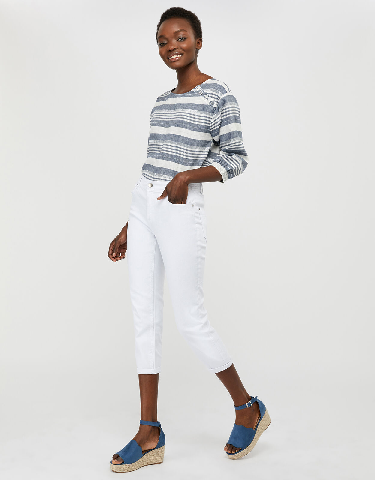Idabella Cropped Jeans with Organic Cotton White