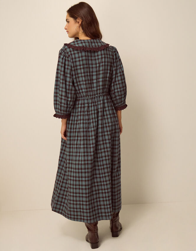Ruby Collar Check Print Midi Dress, Blue (BLUE), large