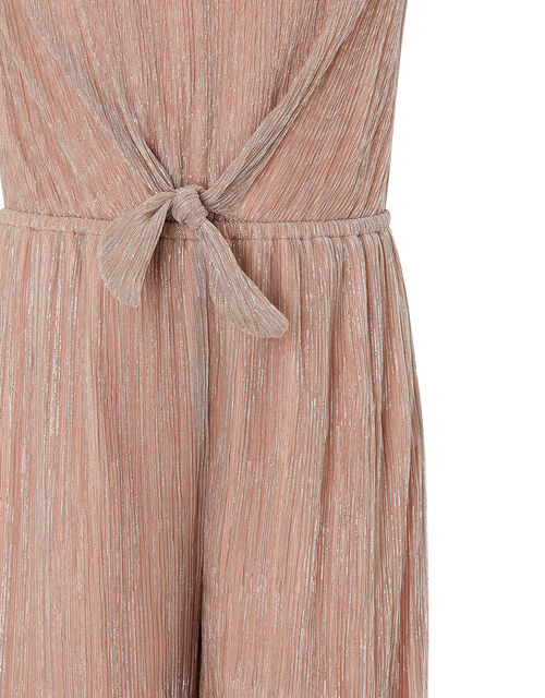 Rose Gold Shimmer Pleated Jumpsuit
