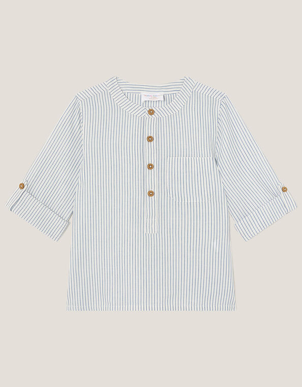 Stripe Cotton Shirt, Ivory (IVORY), large