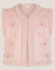 Floral Embellished Suedette Gilet, Pink (PINK), large