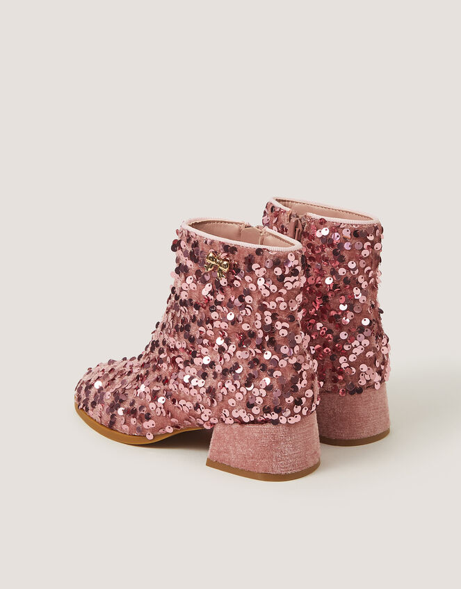 Sequin Velvet Ankle Boots, Pink (PINK), large