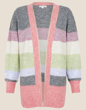 Stripe Cardigan in Wool Blend, Grey (CHARCOAL), large