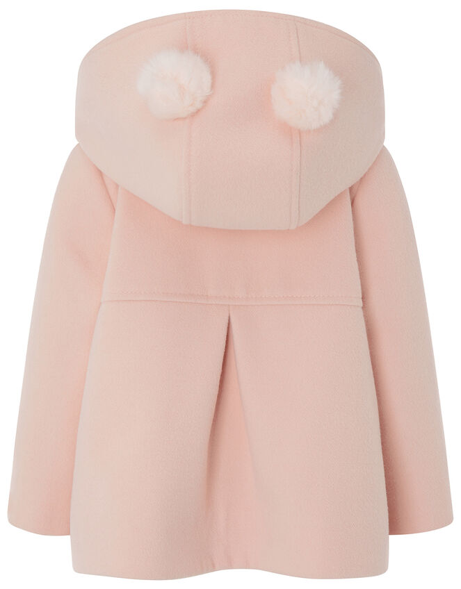 Baby Pom-Pom Hooded Coat, Pink (PALE PINK), large
