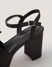 Grace Bow Satin Platform Heels, Black (BLACK), large