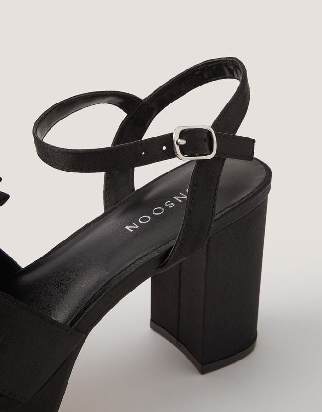 Grace Bow Satin Platform Heels, Black (BLACK), large