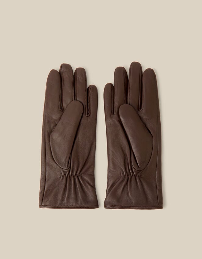 Lara Leather Gloves, Brown (CHOCOLATE), large