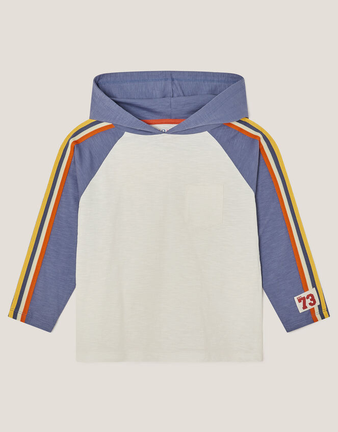 Raglan Stripe Hoodie Top, Ivory (IVORY), large