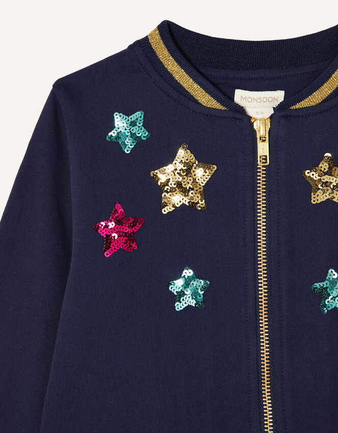 Sequin Star and Unicorn Jacket, Blue (NAVY), large