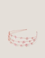 Flower Pearl Wire Headband, Pink (PINK), large