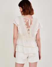 Premium Crochet Overlay Top in Sustainable Cotton, Cream (CREAM), large