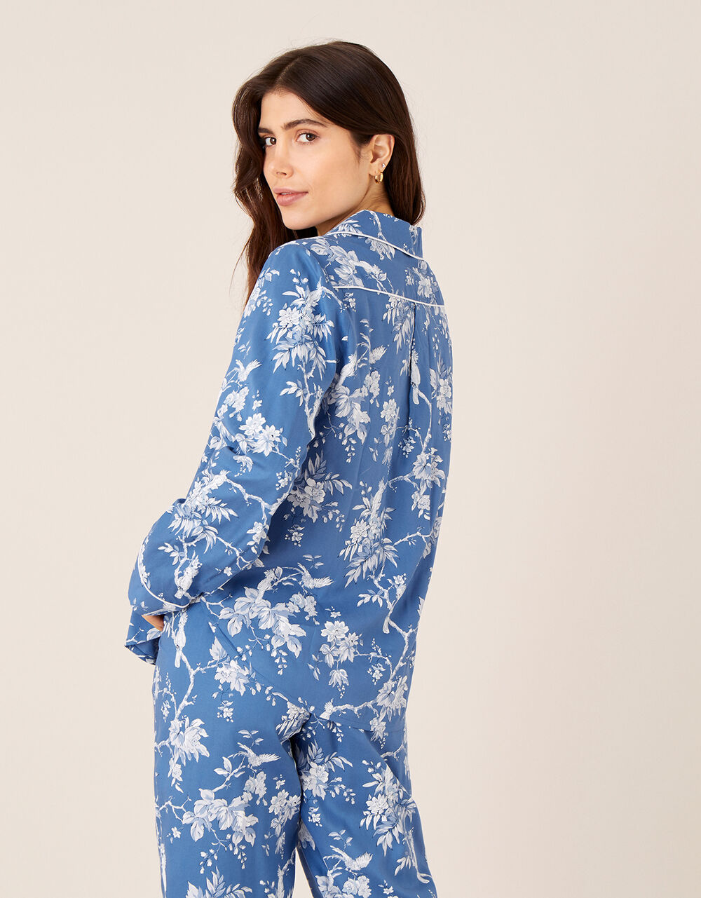 Floral Print Pyjama Set Blue Pyjamas Monsoon UK.