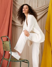 Smart Regular Length Trousers in Linen Blend, White (WHITE), large