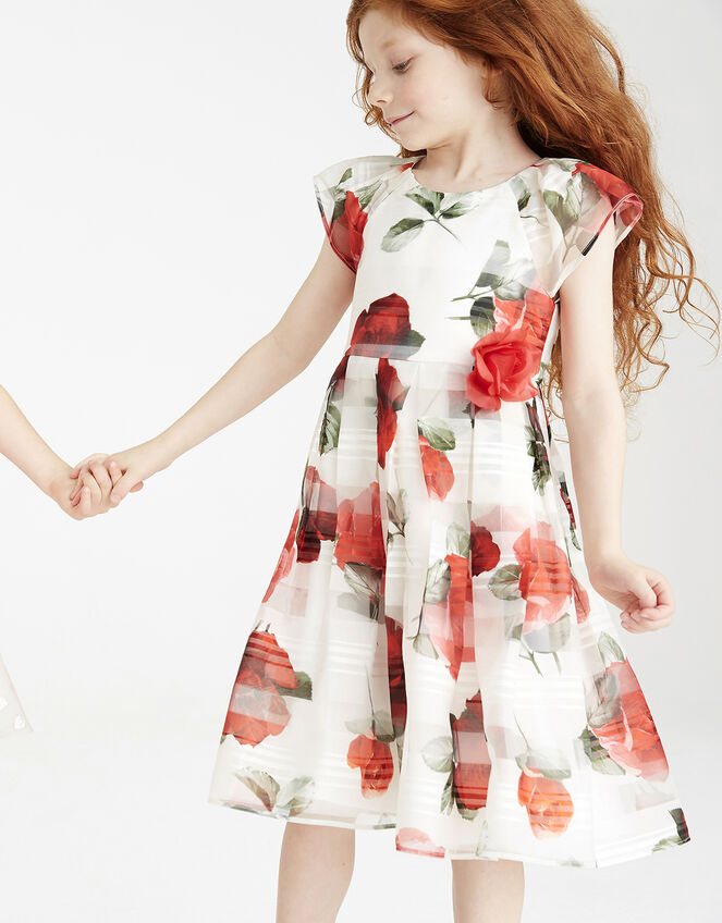 Valentine Striped Rose Dress, Ivory (IVORY), large