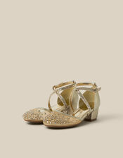 Closed-Toe Embellished Crossover Heels , Gold (GOLD), large