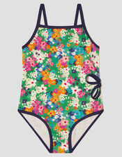 Floral Print Cut-Out Swimsuit, Green (GREEN), large