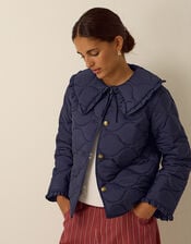 Jade Collar Quilted Jacket, Blue (NAVY), large