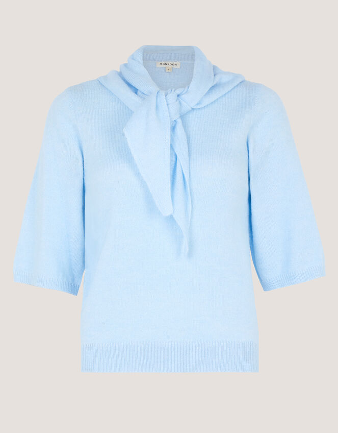 Sadie Scarf Knit Jumper, Blue (BLUE), large