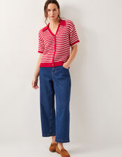 Cally Stripe Collar Jumper, Red (RED), large
