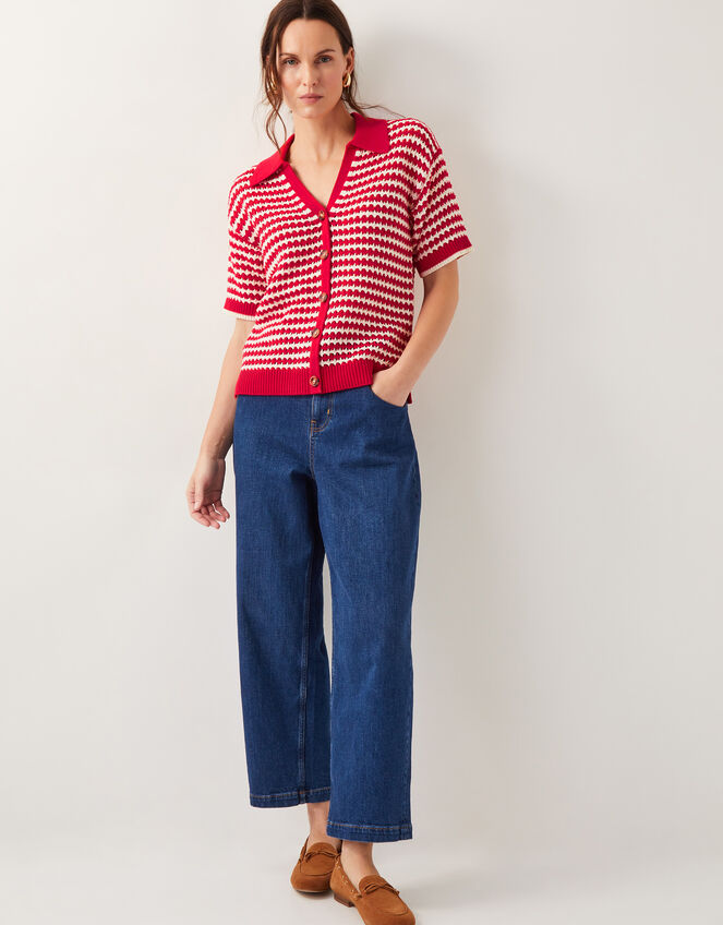 Cally Stripe Collar Jumper, Red (RED), large