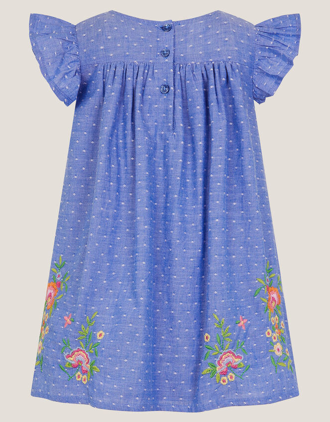 Baby Fairy Embroidered Frill-Sleeve Dress, Blue (BLUE), large