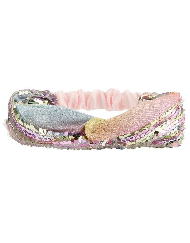 Rainbow Sequin Bando Headband, , large