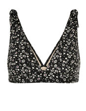 Ditsy Floral Plunge Bikini Top, Black (BLACK), large