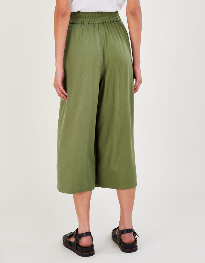Plain Crop Trousers Green
