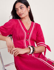 Lita V-Neck Ric Rac Midi Dress, Pink (PINK), large