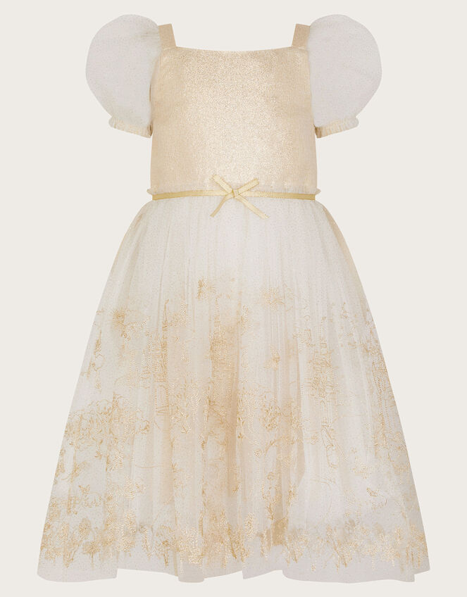 Land of Wonder Puff Sleeve Princess Steeple Dress, Natural (CHAMPAGNE), large