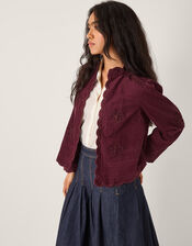 Jimena Floral Corduroy Jacket, Red (BURGUNDY), large