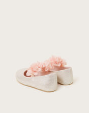 Corsage Metallic Faux Leather Ballet Flats, Pink (PINK), large