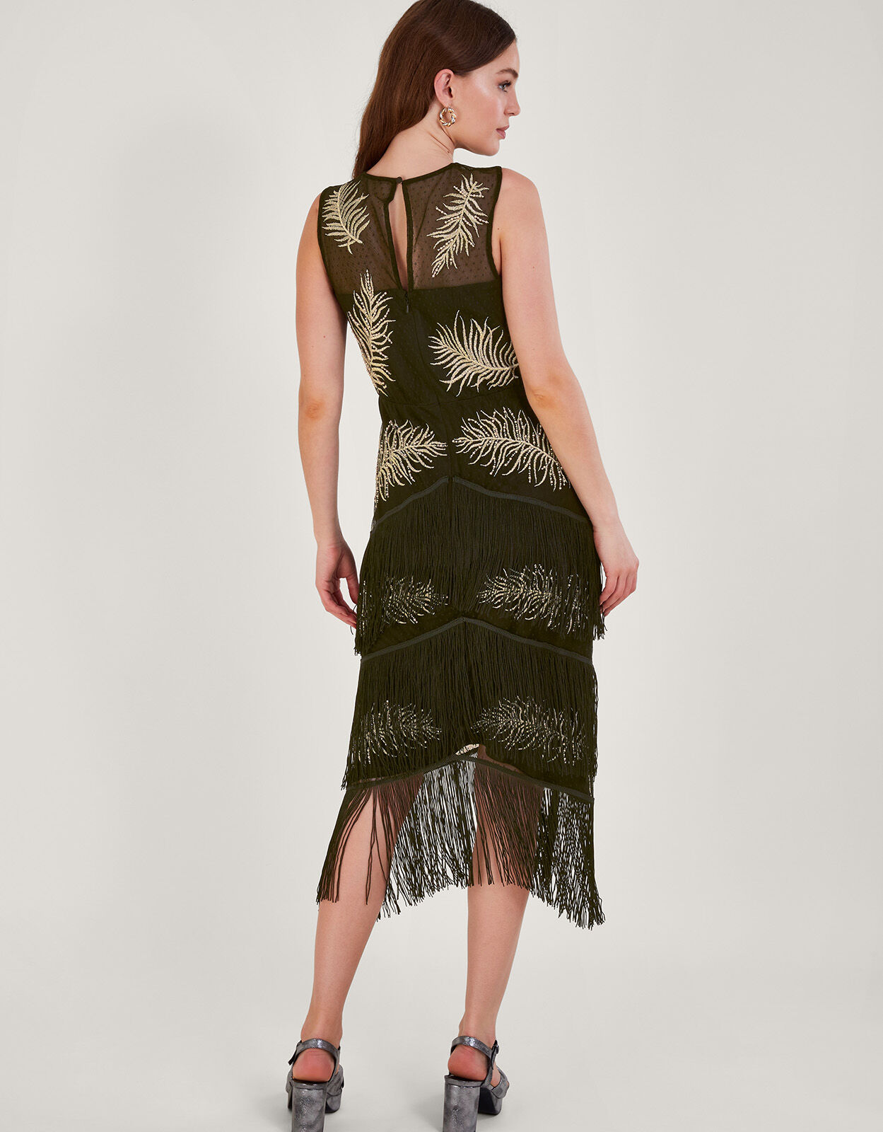 Black fringe party dress clearance