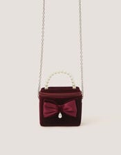 Bow Velvet Bag , Red (BURGUNDY), large