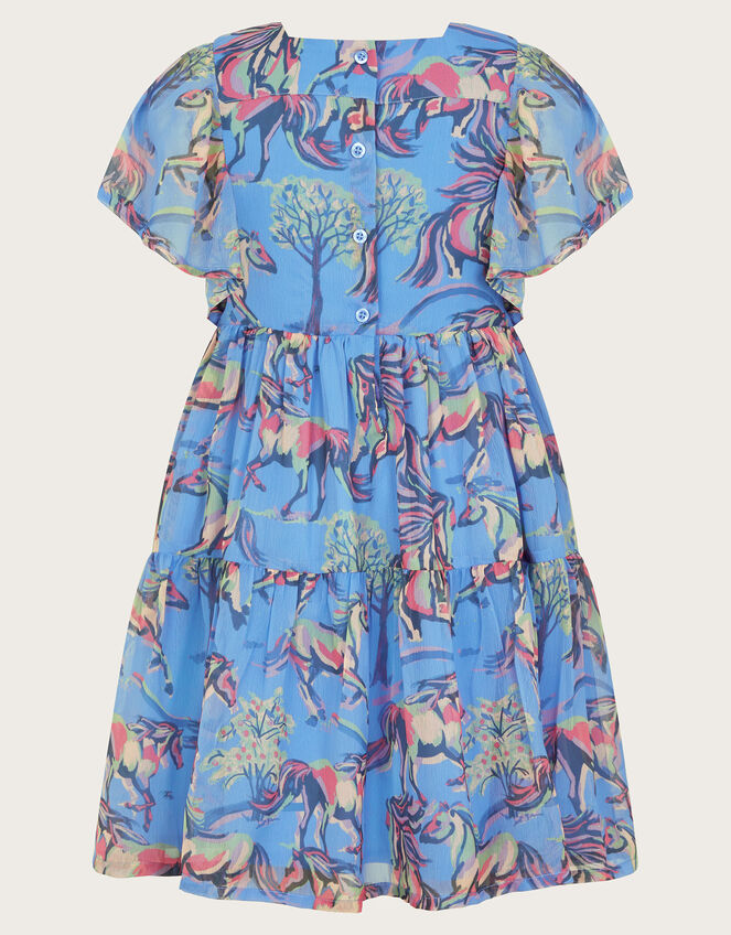 Horse Print Dress, Blue (BLUE), large