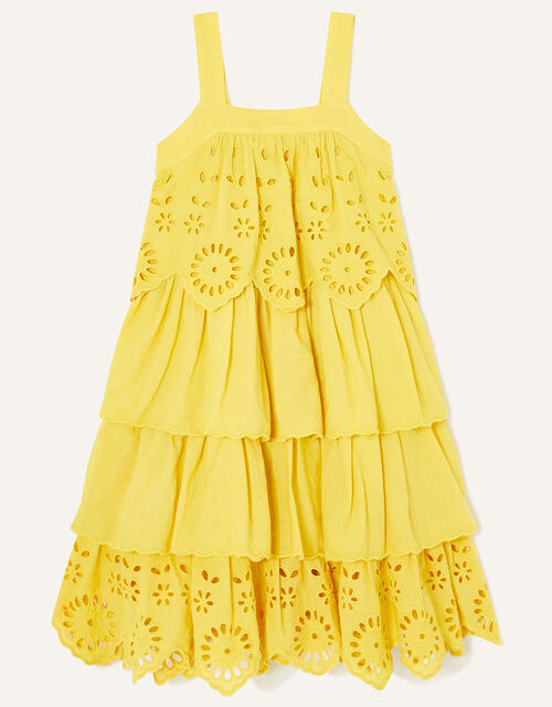 Multi Layer Broderie Dress, Yellow (YELLOW), large