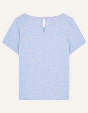 Sequin Flamingo Tie Front Top, Blue (BLUE), large