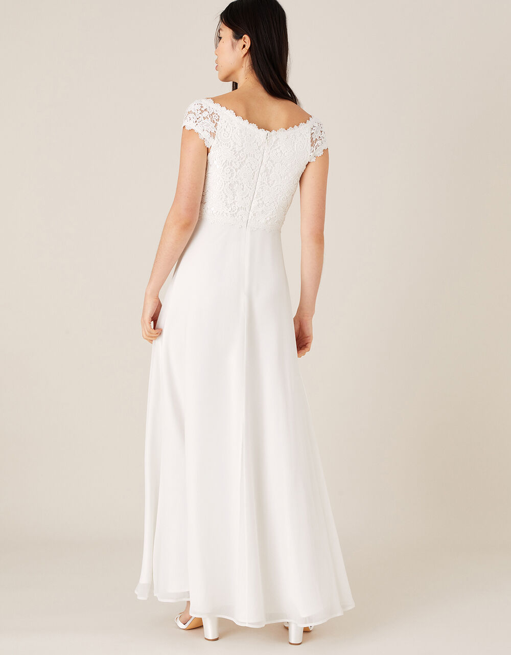 Sloane Lace Bodice Bardot Bridal Dress Ivory | Wedding Dresses ...