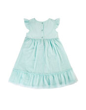 Frugi Embroidered Flower Tulle Dress, Blue (BLUE), large