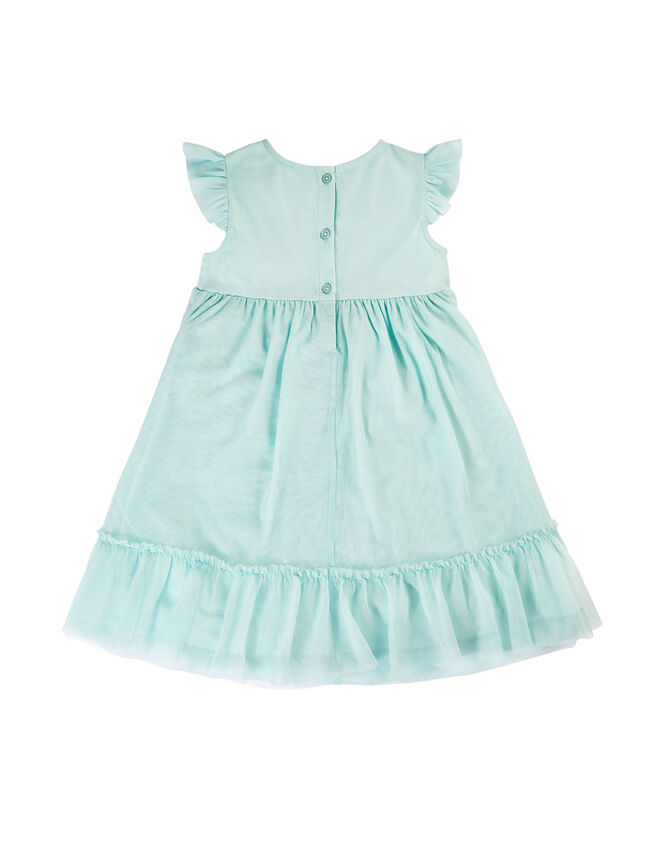 Frugi Embroidered Flower Tulle Dress, Blue (BLUE), large