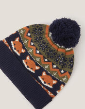 Fox Knit Beanie Hat, Multi (MULTI), large