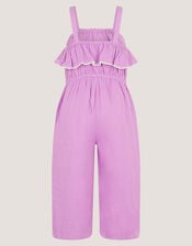 Embroidered Ruffle Tassel Jumpsuit, Purple (LILAC), large