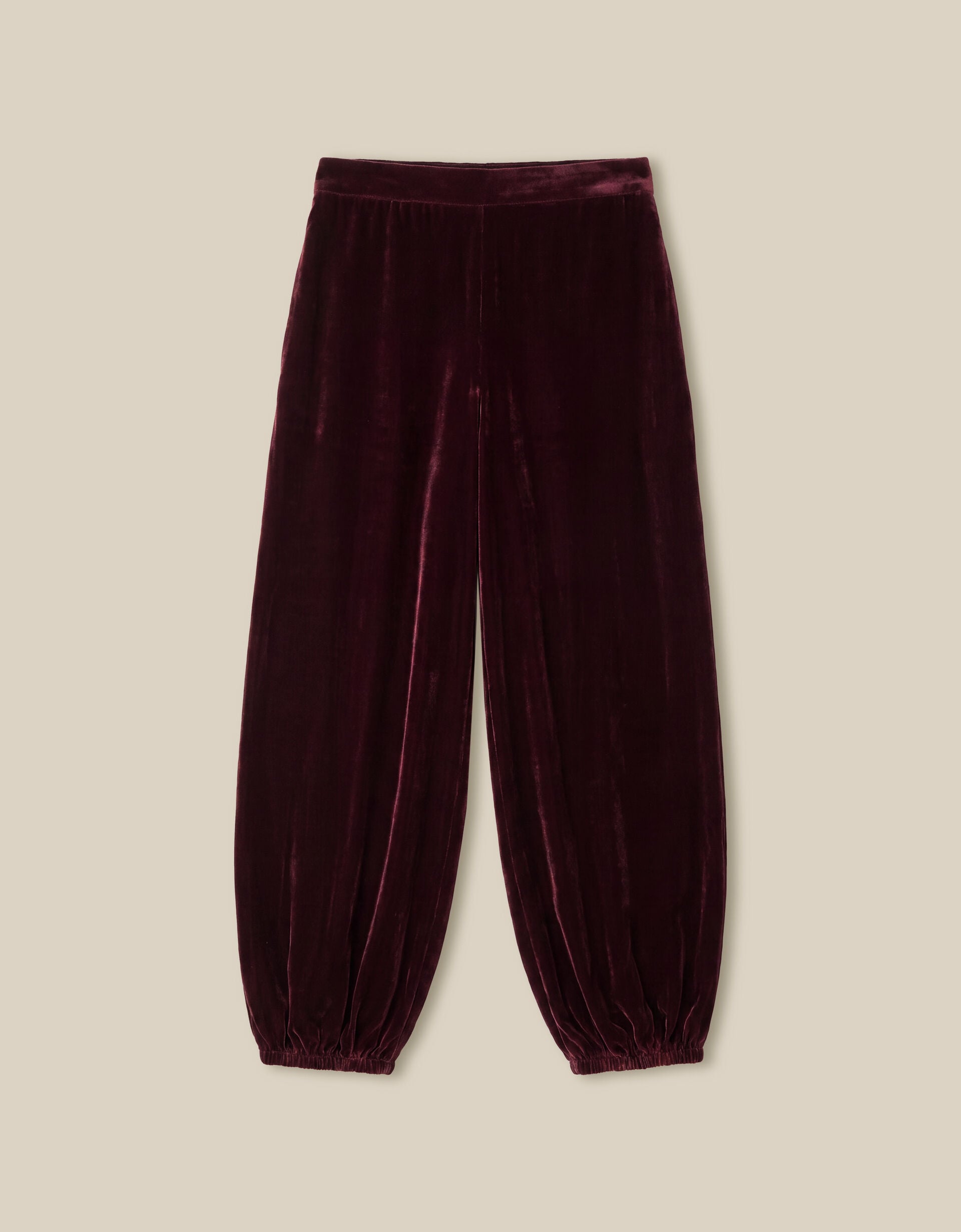 East Nyla Velvet Balloon Trousers, Red (WINE), large