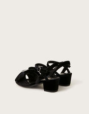 Velvet Sling Back Bow Mini Heels, Black (BLACK), large