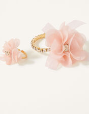 Diamante Pom-Pom Flower and Ring Set, , large